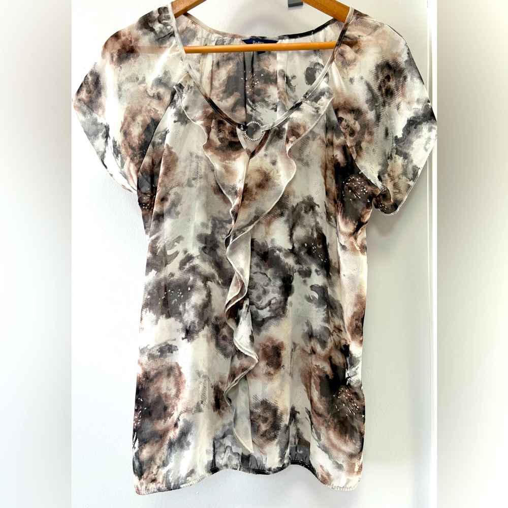 Reitmans Chic Ruffled Blouse in Earth Tones